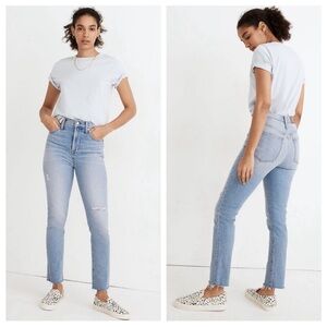 Madewell The Perfect Vintage Jeans Distressed Raw Hem Light Wash Size 28